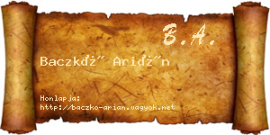 Baczkó Arián névjegykártya